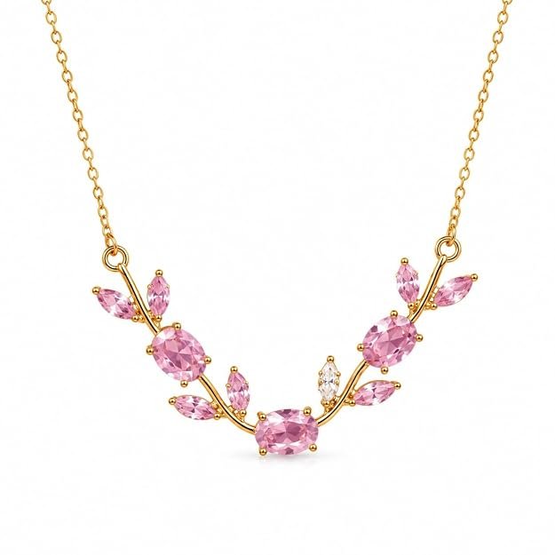 Blush Tulip Necklace, Floral Pendant Necklace for Women